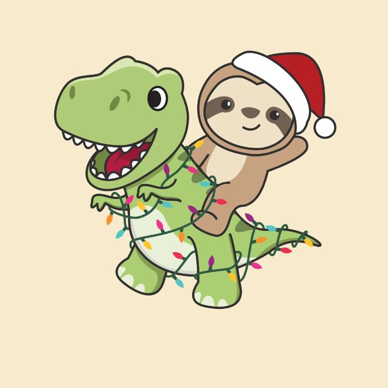 Sloth Trex Christmas Snow Winter Animals