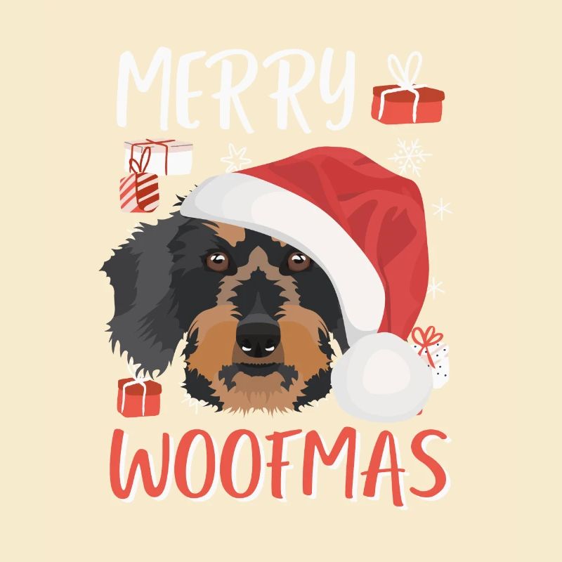 Wire-haired Dachshund Merry Christmas