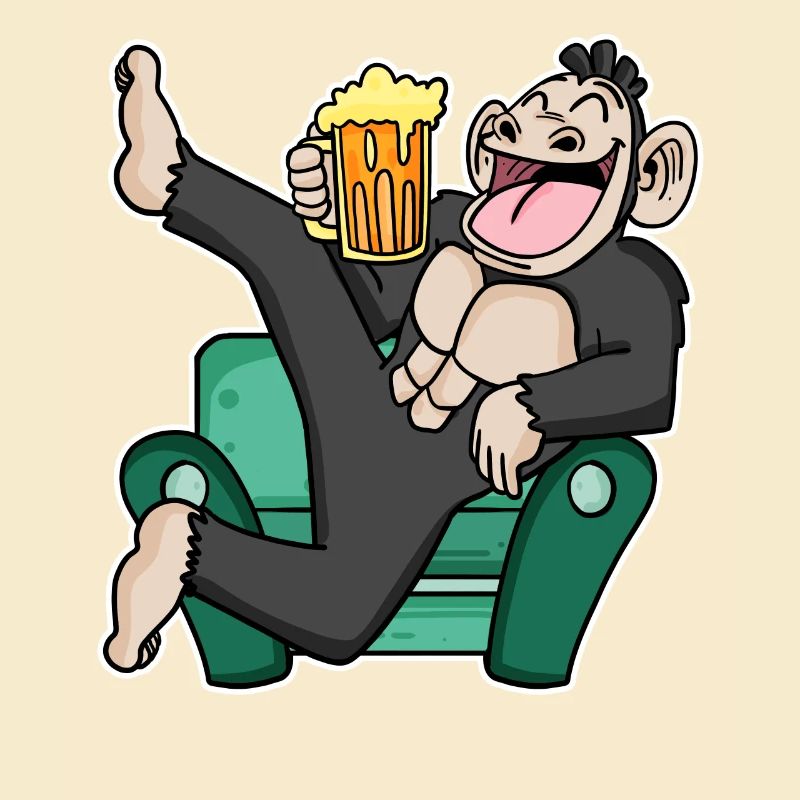 Funny monkey drinks beer