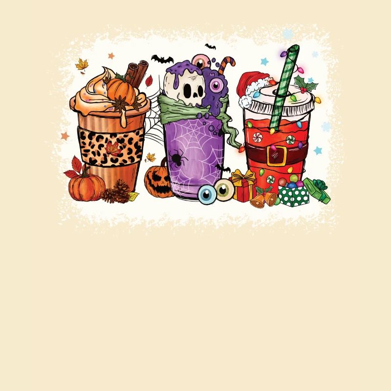Coffee Cups Hallothanksmas Bleached
