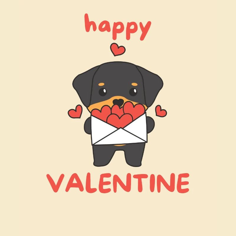 Rottweilers pour la Saint-Valentin animaux mignons avec des cœurs