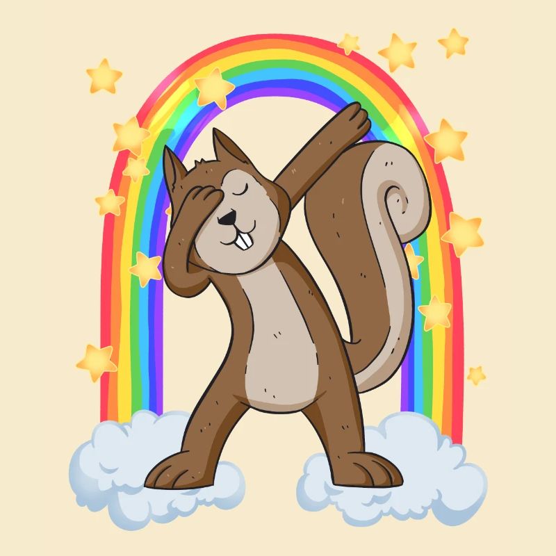 dabbendes Eichhörnchen am Regenbogentor