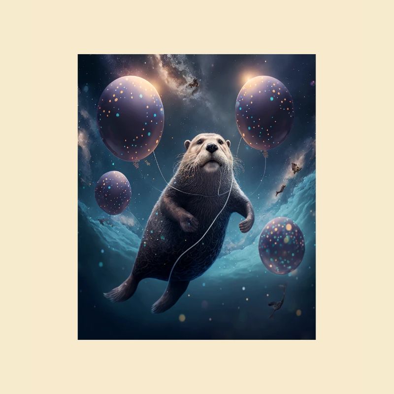 Drôle Space Otters Space Otter avec Planet