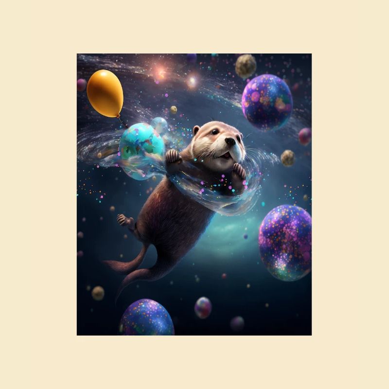 Drôle Space Otters Space Otter avec Planet