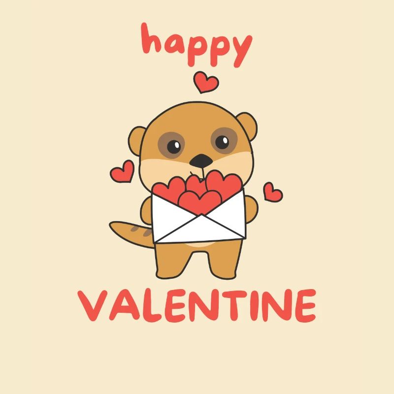 Suricates pour la Saint-Valentin animaux mignons avec des cœurs