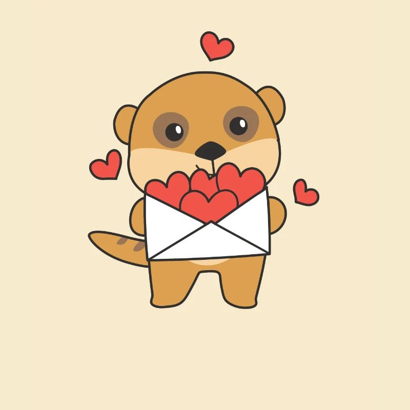 Suricates pour la Saint-Valentin animaux mignons avec des cœurs