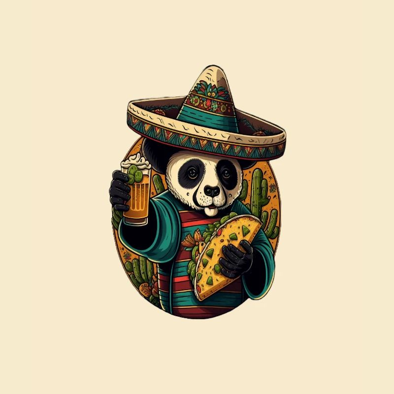 Panda mignon mangeant des tacos Panda mexicain Taco ours