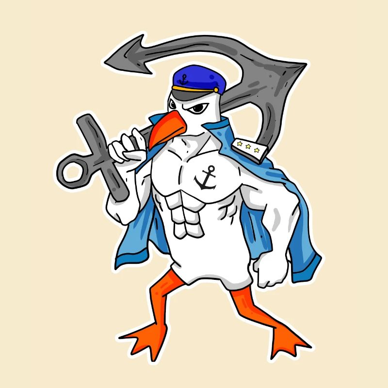 Mouette de la mer du Nord avec ancre