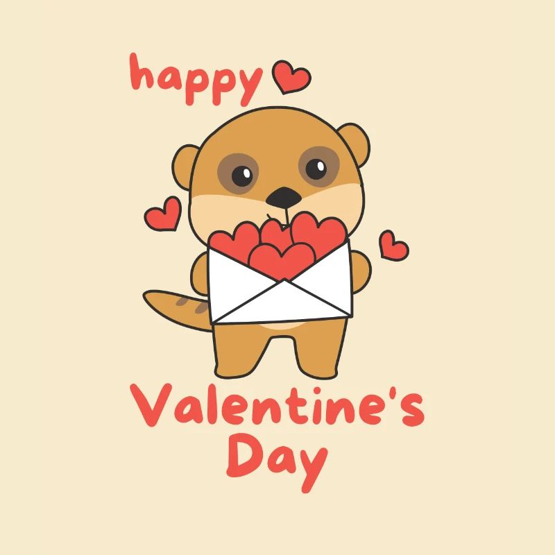 Suricates pour la Saint-Valentin animaux mignons avec des cœurs