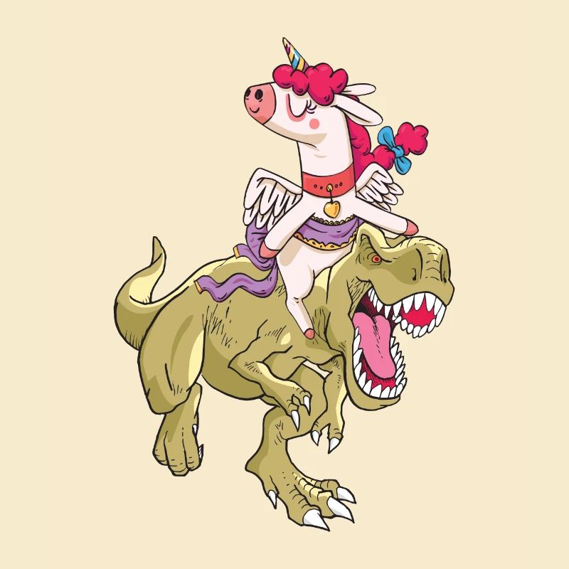 Einhorn reitet T-Rex