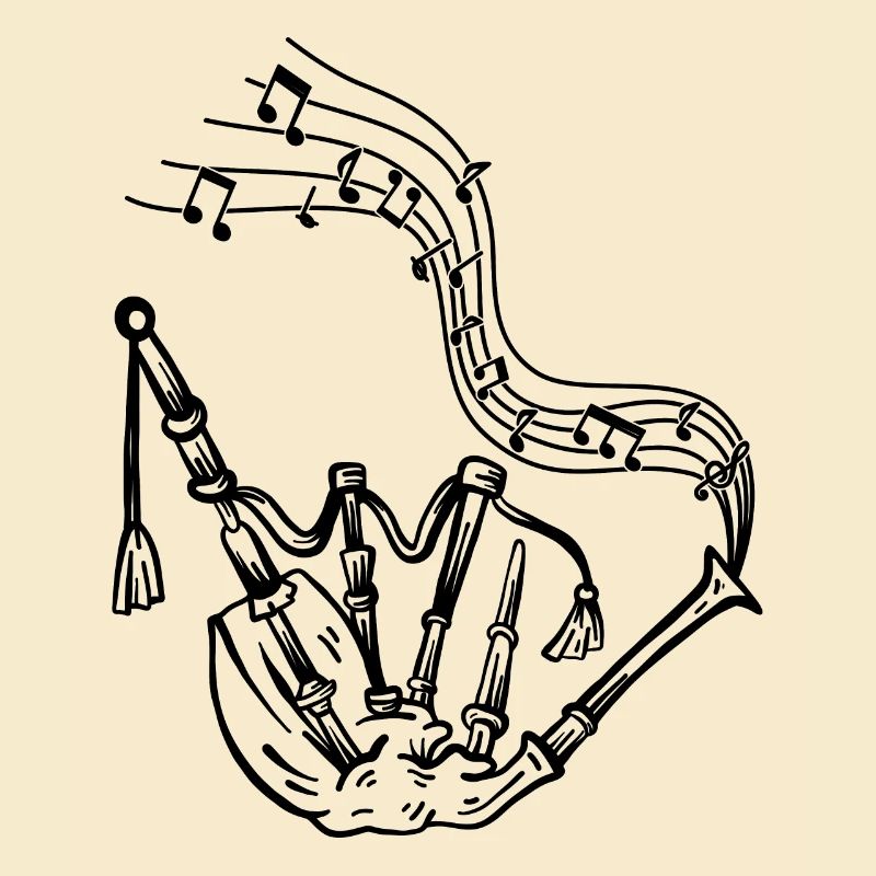 Cornemuse avec notes de musique Musicicorne Musicien Cornemuse Cornemuse