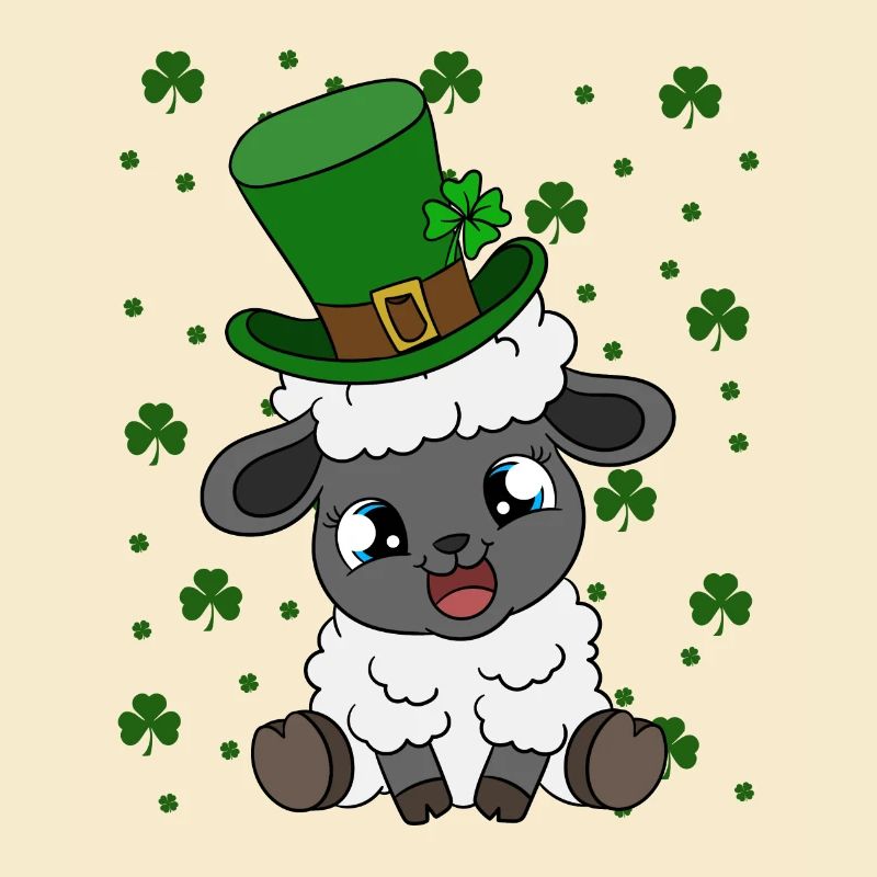 Sheep Shamrocks Saint Patrick's Day
