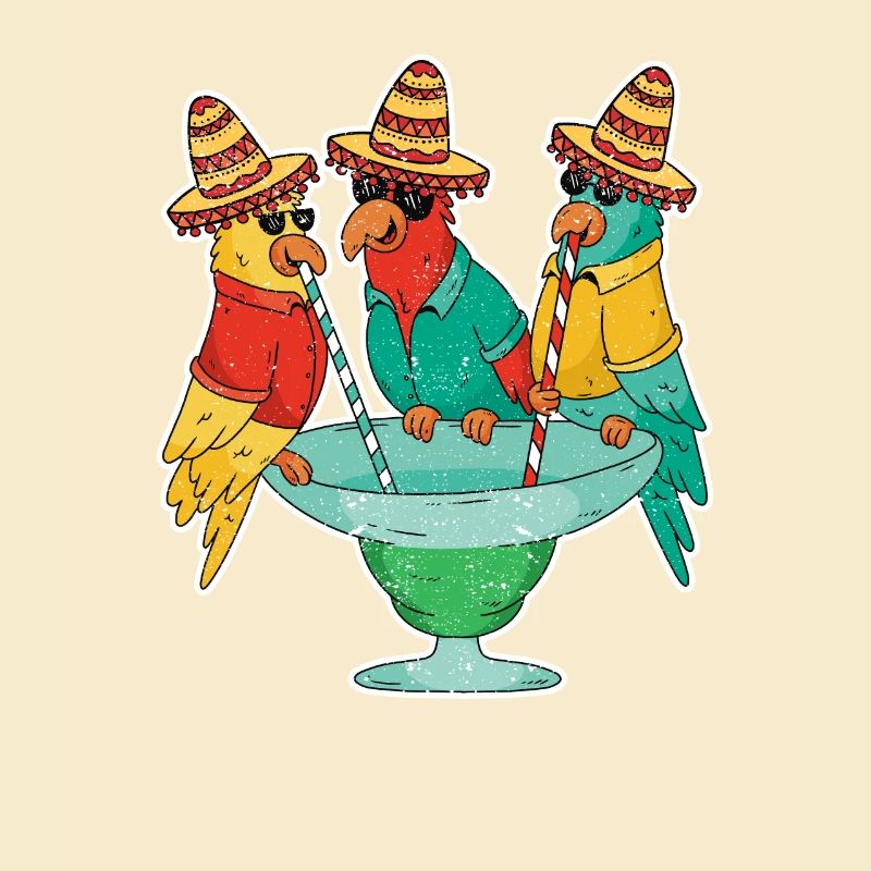 Perroquets à boire à la tequila Cinco de Mayo Mexique