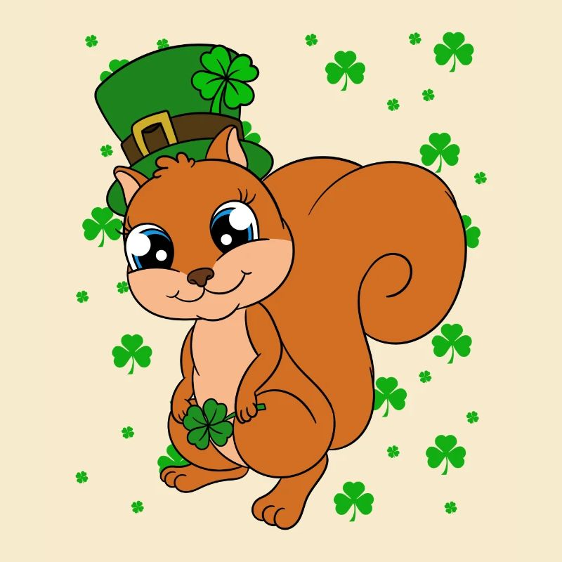 Eichhörnchen Kleeblätter St. Patrick's Day