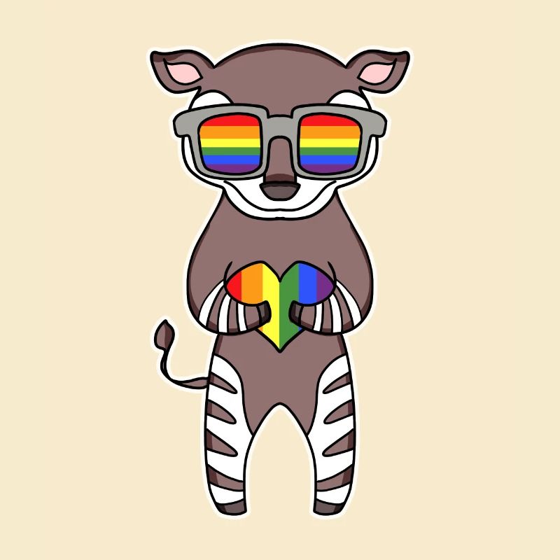 Rainbow - Okapi with glasses