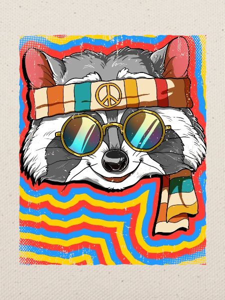 Hippie Waschbär Psychedelisch Trippy
