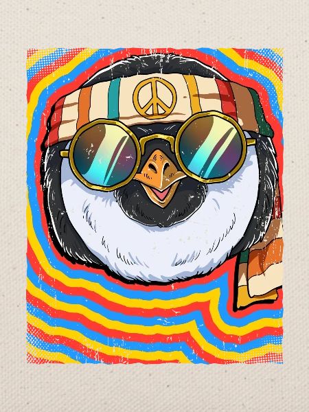 Hippie Pinguin Psychedelisch Trippy
