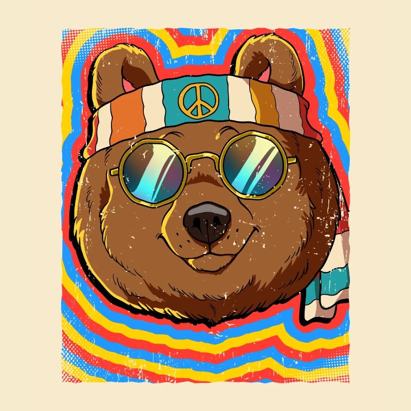 Hippie Bear Psychedelic Trippy