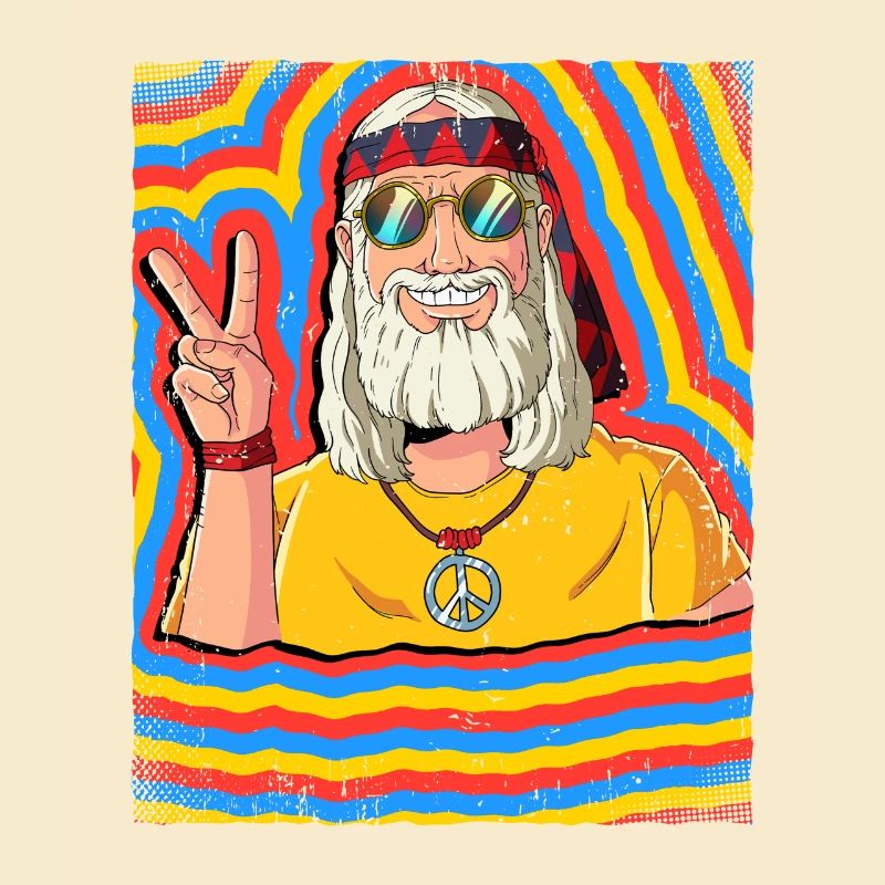 Hippie Old Man Psychedelic Trippy