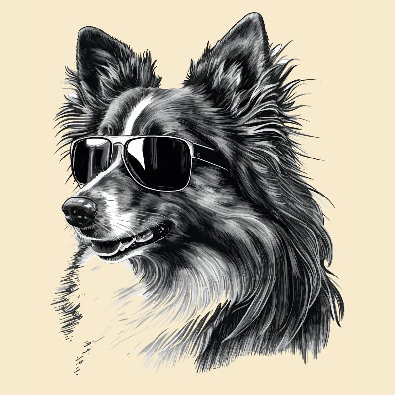 Cooler Shetland-Schäferhund mit Sonnenbrille