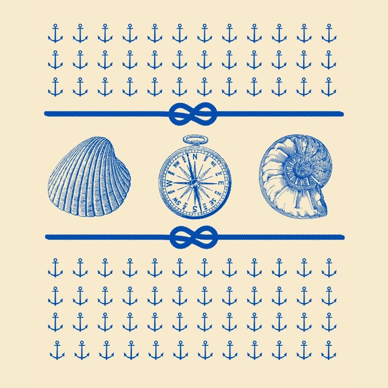 Seashells and Compass - Nautical Theme Lovers
