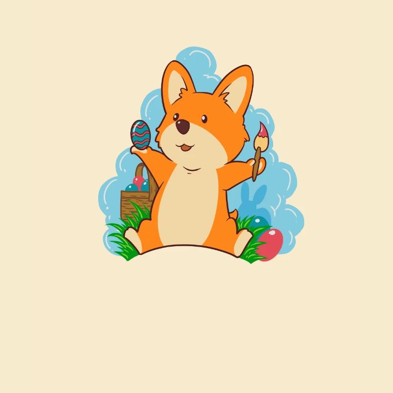 Corgi paints Easter eggs at Easter - Corgi Easter