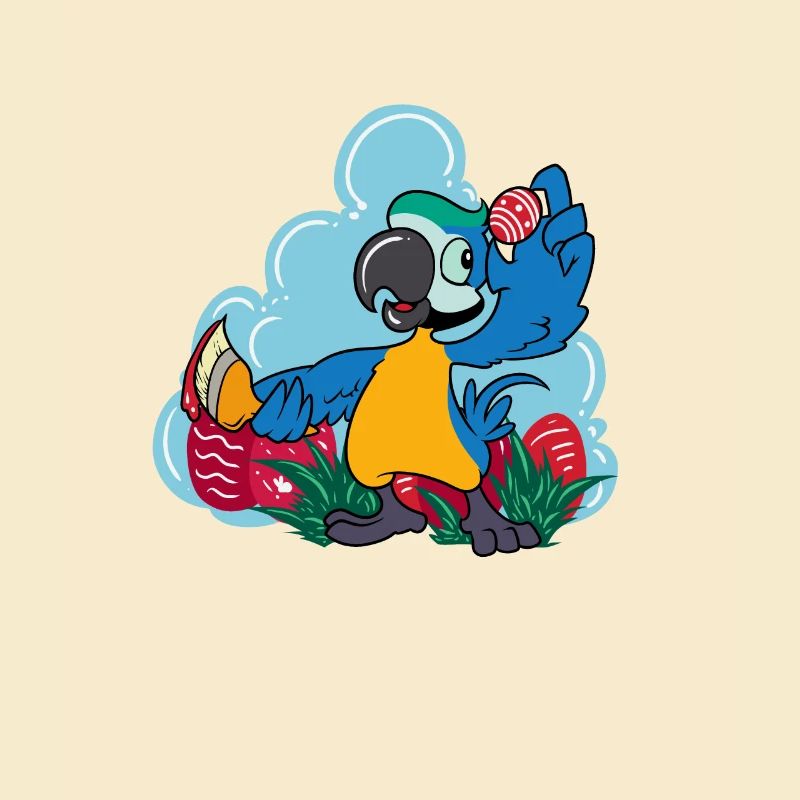 Parrot paints Easter eggs - Easter parrot