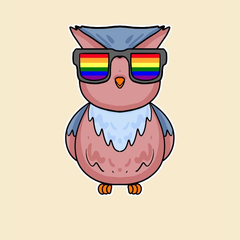 Regenbogen - Eule mit Brille