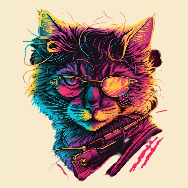 Synthwave Katze 80s Geschenk