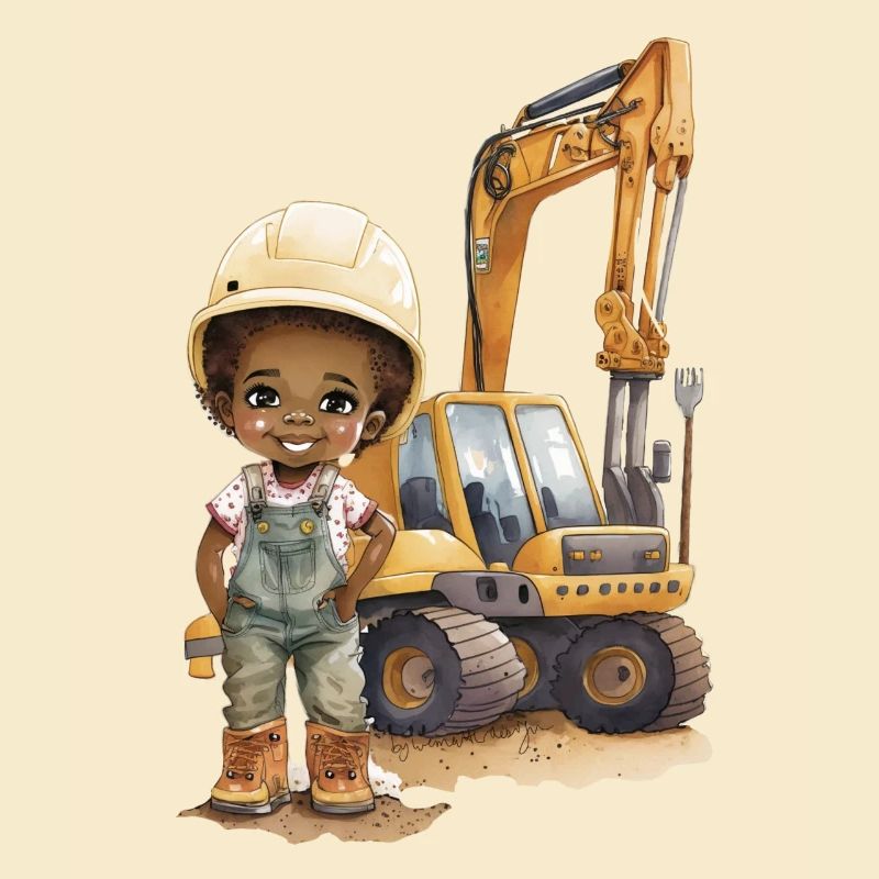 Construction worker child with excavator