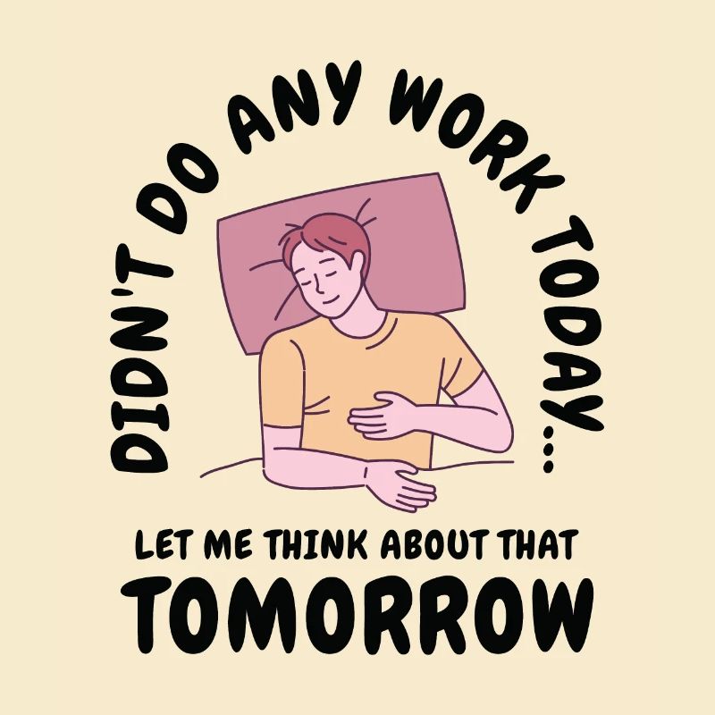 Procrastinator Work Sleeping Line Art Drawing