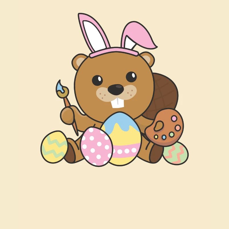 joyeuses Pâques castor doux Pâques avec œufs de Pâques