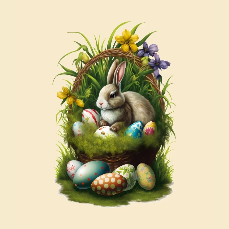 Lapin de Pâques avec œufs de Pâques Pâques