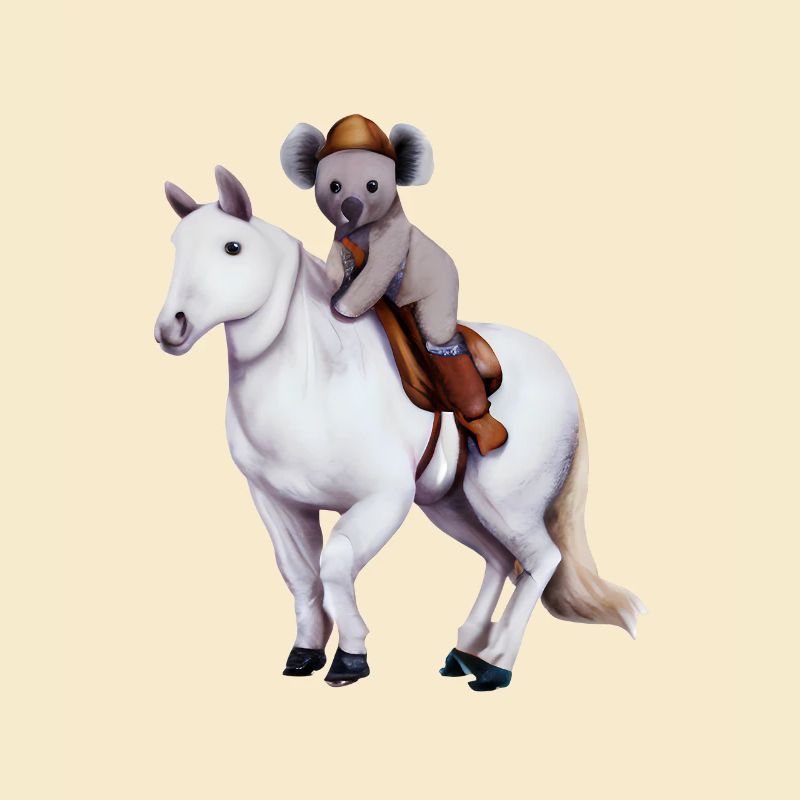 Koala auf einem Pferd