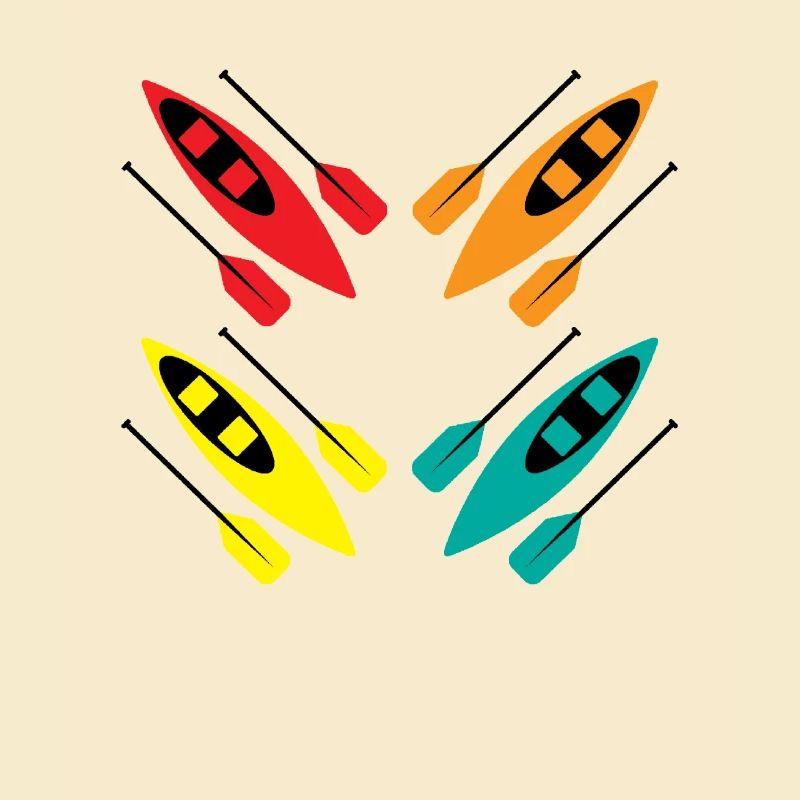 Kayaking Colorful Paddle Sport Pattern Art