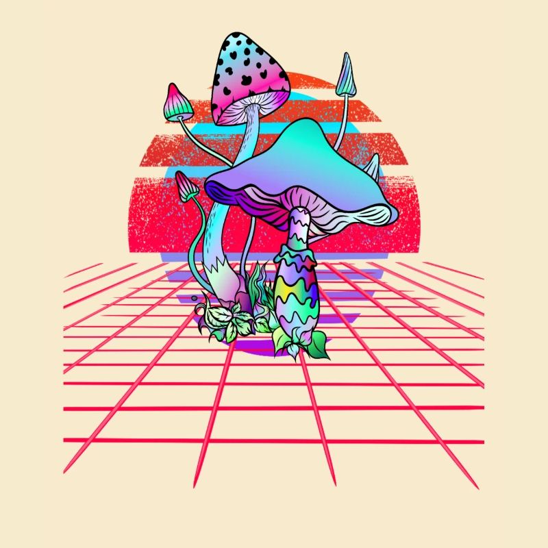Champignons Psychédéliques - Retro Wave Sunset