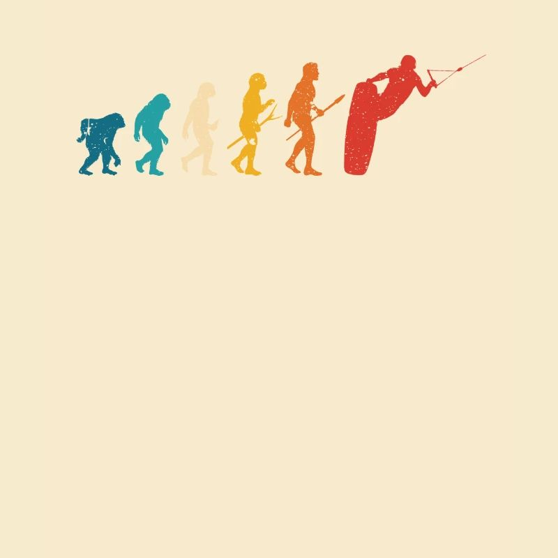 Retro Wakeboard Evolution des Menschen Wakeboarder