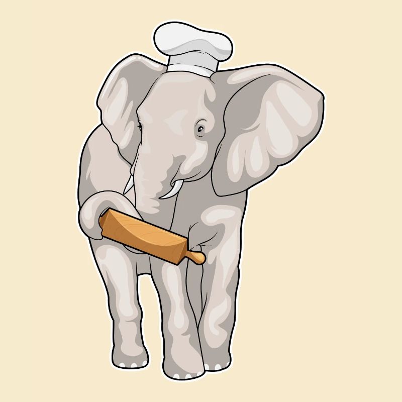 Elefant Bäcker Nudelholz Backen