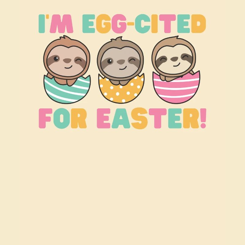 cute sloths at Easter with Easter eggs sloth