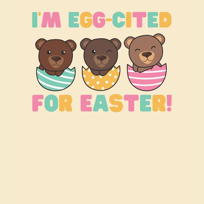 cute bears at Easter with Easter eggs bear