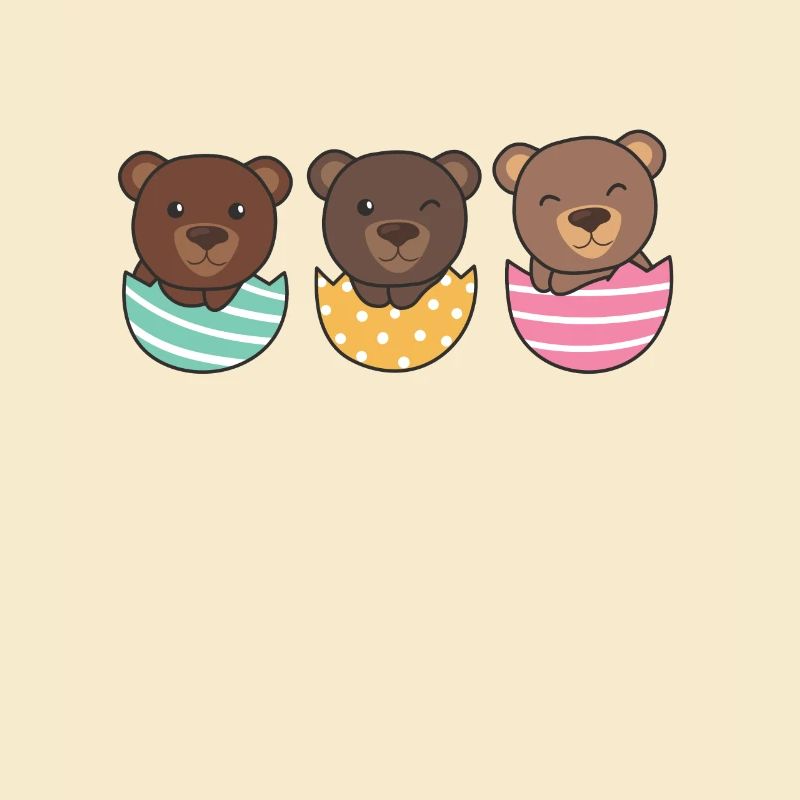 cute bears at Easter with Easter eggs bear