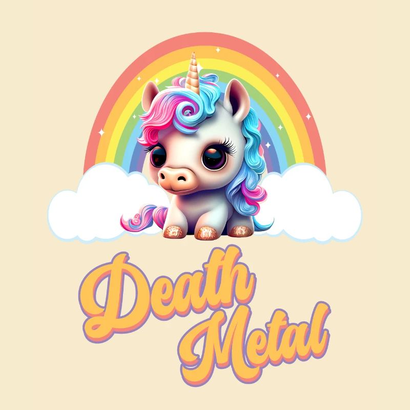 Witziges Einhorn mit Regenbogen und Spruch