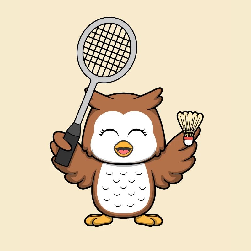 Badmintonschläger Eule Playing Badminton Hobby