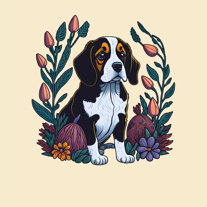 Beau chien Beagle Pâques Printemps Beagle