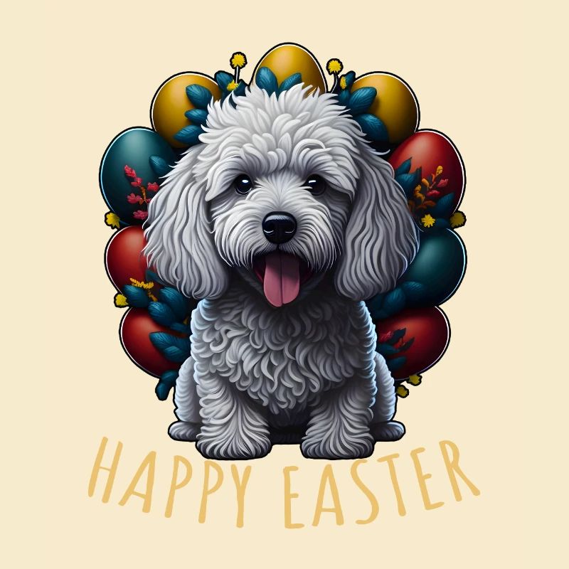 Beautiful Poodle Dog Easter Spring Happy Easter