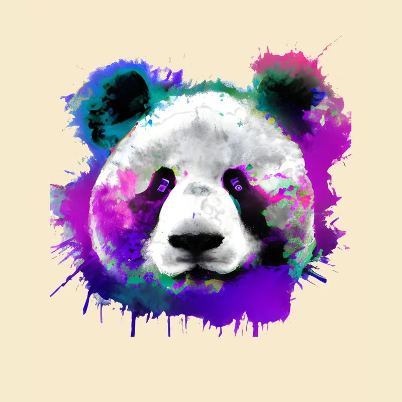 Farbenfroher Panda mit Spritzern