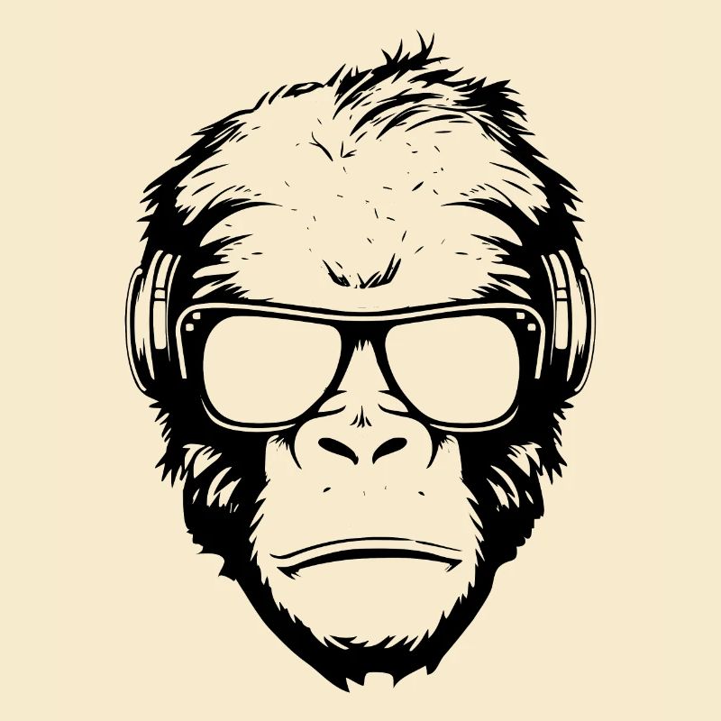 Singe cool avec lunettes de soleil et écouteurs