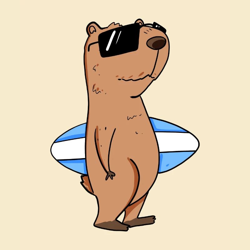Capybara capybara surfer motif