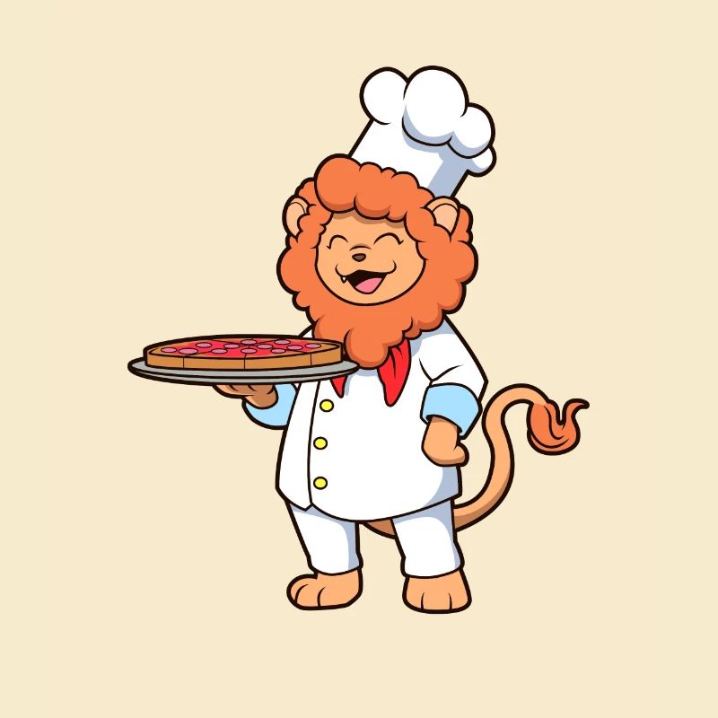 Löwe ist Pizzabäcker