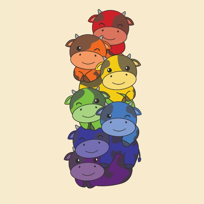 Rainbow Flag Pride LGBTQ Mignon Cow Stack